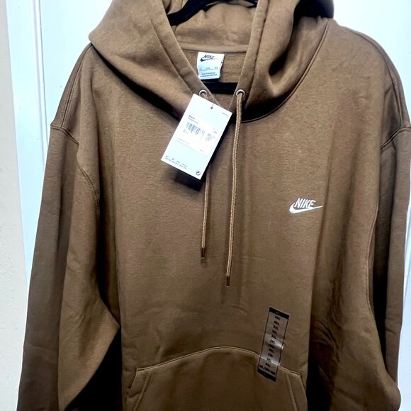 Big & Tall Men's Nike Club Pull-Over Fleece Hoodie 3XL/Mosswood Brown NWT - Picture 3 of 5